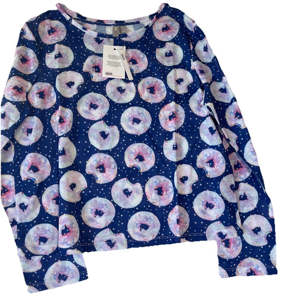 ASOS Women’s Doughnut Long Sleeve Leggings PJ'S Elastic Pajama’s Size 10-NWT